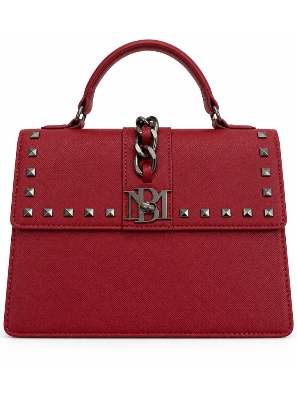 Badgley Mischka BM-4179 Wine Studded Chain Letter Lock Crossbody Bag NWT